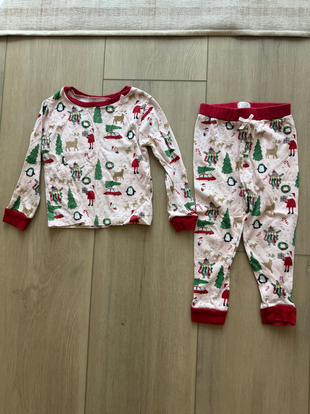 Mud Pie Christmas Pajama Set with Red Trim